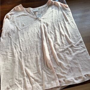 J. Jill Women Poncho Top Blouse Shirt Size S Beige Linen Relaxed Short Sleeve